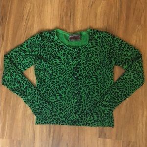 Green leopard print Voodo Vixen cardigan sweater
